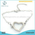 2015 Heart chain bracelet,popular silver stainless steel 316l charms bracelet for girl